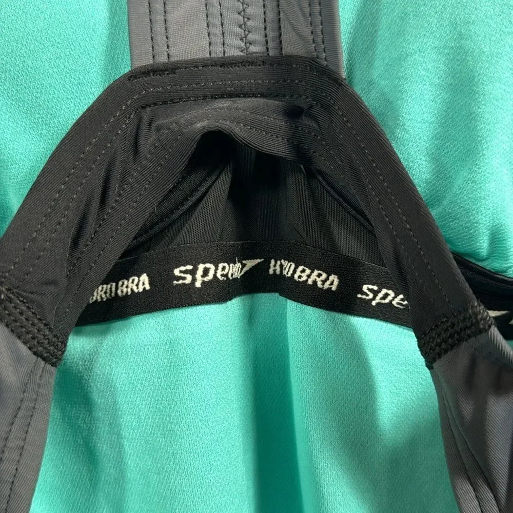 Speedo Womens Black Aqua Racerback Hydro Bra One Piece Swimsuit
